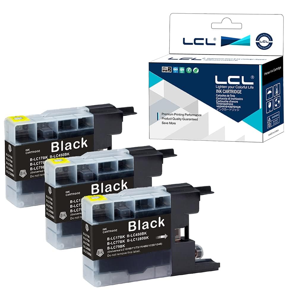 LCL LC1280 Ink Cartridge Replacement for Brother LC1240 LC1280 LC1240BK LC1280BK for MFC-J5910CDW MFC-J6510DW MFC-J6710DW MFC-6910DW MFC-J5910CDW DCP-J525W/DCP-JW525DW MFC-J625DW (5 Black)
