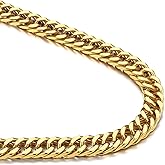Bandmax 5/7/10/13.5mm Cuban Link Chain for Men, Black/Silver Stainless Steel Mens Chain Necklace, 14K Chunky Gold Necklaces 18-30 inch