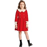 SMILING PINKER Girls Dresses Ruffle Peter Pan Collar Sweater Long Sleeve Knit Pleated Dress
