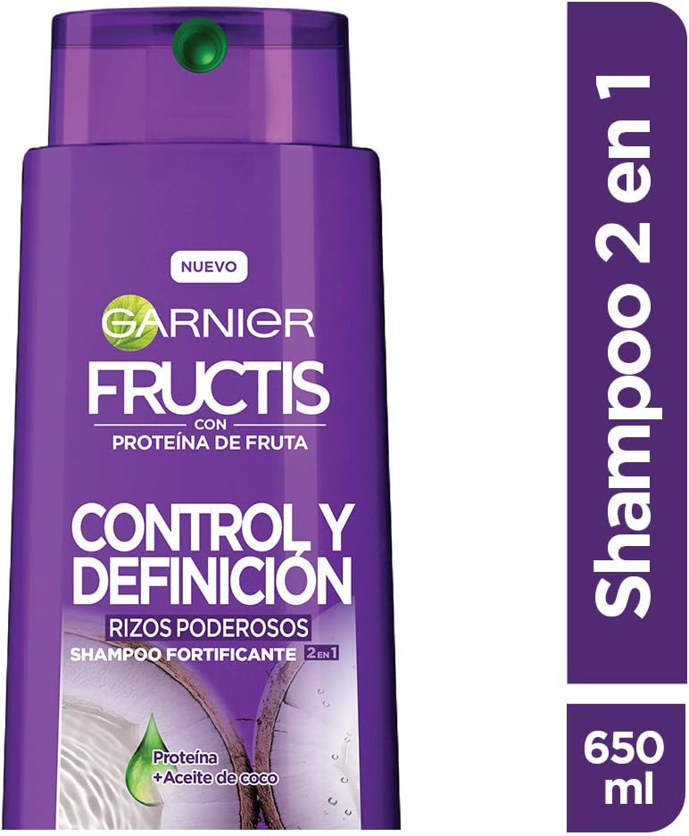 Garnier Fructis Shampoo 2 en 1 Rizos Poderosos, 650 ml