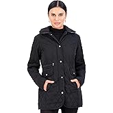 Jones NY Mid-Length Womens Quilted Jacket with Pockets - Winter Coats for Women, Black