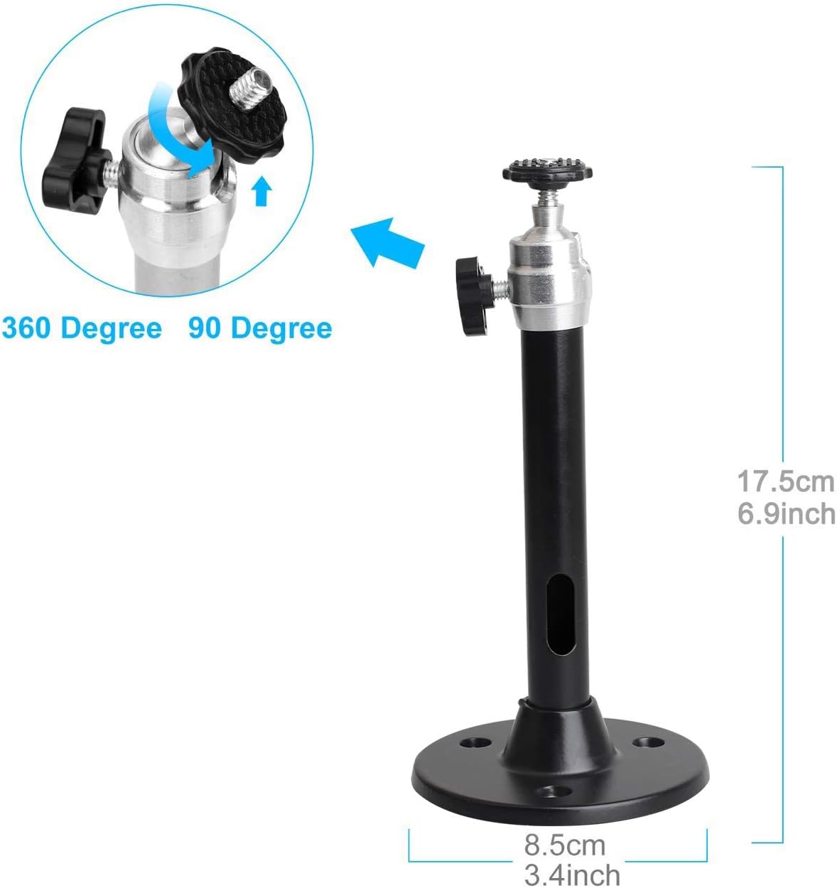 Mini Ceiling Wall Projector Mount Compatible with QKK, DR.J Upgrade, DBPOWER, Anker, AAXA Technologies, Artlii, LoongSon, APEMAN and Most Other Mini Projector （175mm, Black）