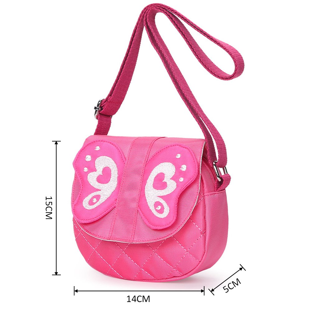Kids shoulder Bag Crossbody Purse Butterfly Mini Cartoon Animal Preschool Messenger Handbag for Children Toddler baby Girls (Butterfly Pink)