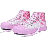 GXZUORUI Womens High Top Sneakers Canvas Shoes Girls Cute Pink Fashion Sneakers Comfortable Lace Up Casual Walking Shoes