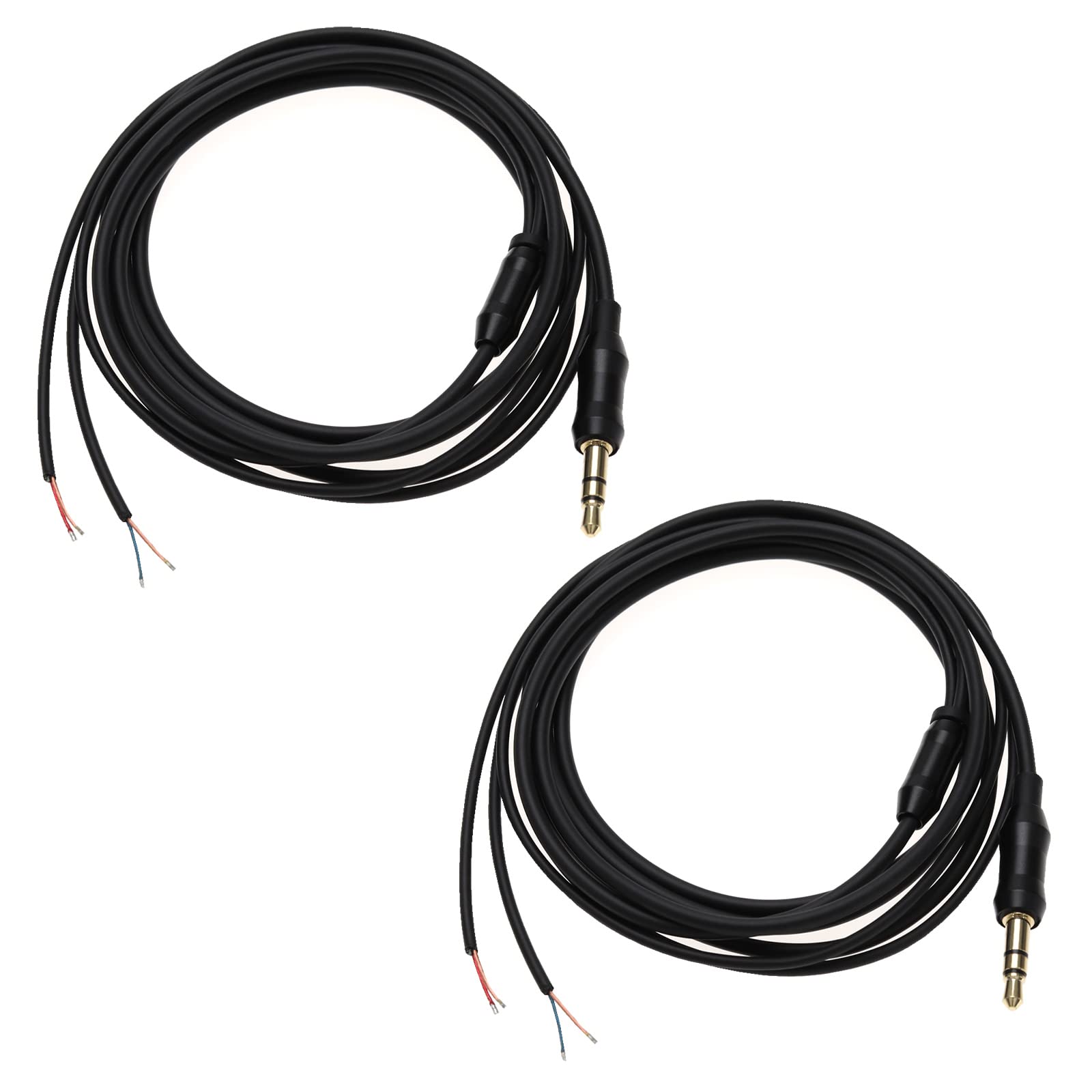 2Pcs 3.5mm Headphone Repair Cable 3.5mm Plug Jack Connector Audio Cable Electrical Accessories for Audio Equipment TPE Black