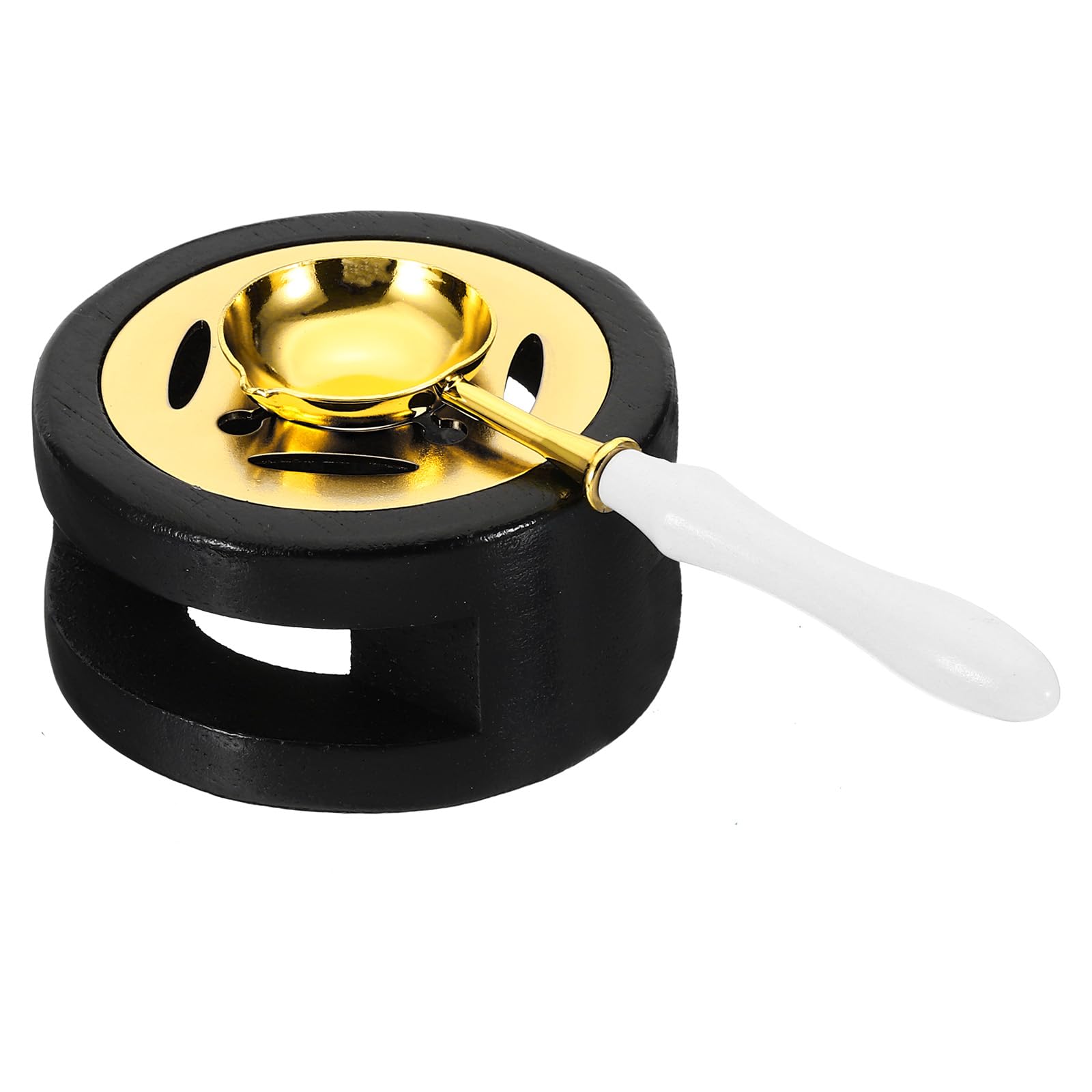 PATIKIL Wax Stamp Seal Kit, Wax Seal Warmer with Melting Spoon Retro Melt Stove Pot Furnace Tool for Wax Sealing Bead Letter Envelope Stamp DIY, White/Black