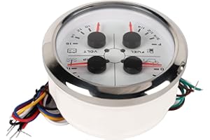 4 in 1 Waterproof Fuel Level Gauge Oil Pressure Water Temperature Gauge 85mm Stainless Steel Car RV Boat Motorcycle (White °F