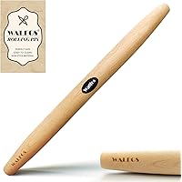 WALFOS French Rolling Pin Dough Roller for Baking Pizza Dough, Pie and Cookie Beech Wood Rolling Pin（15.7 Inch）