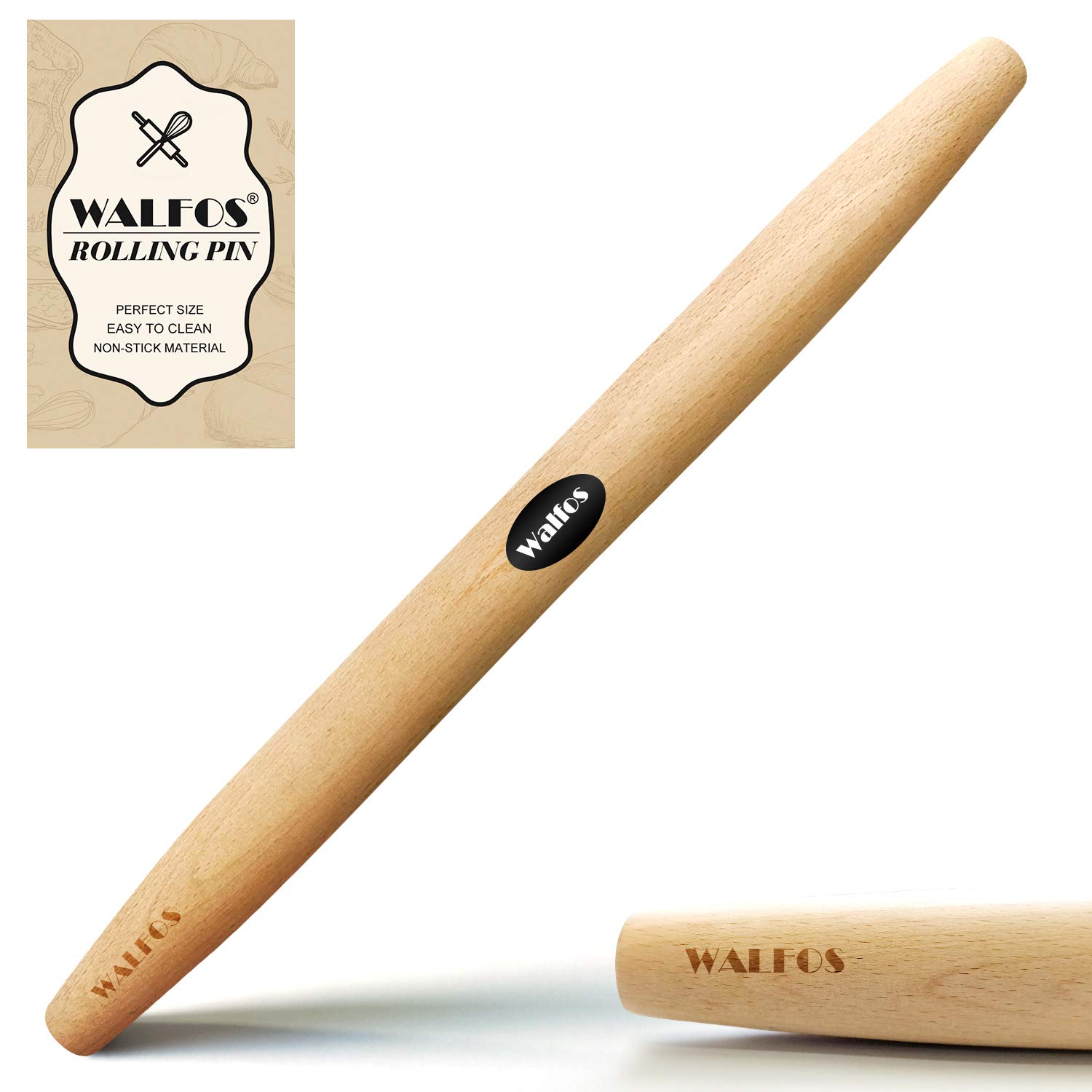 WALFOS French Rolling Pin for Baking, Tapered