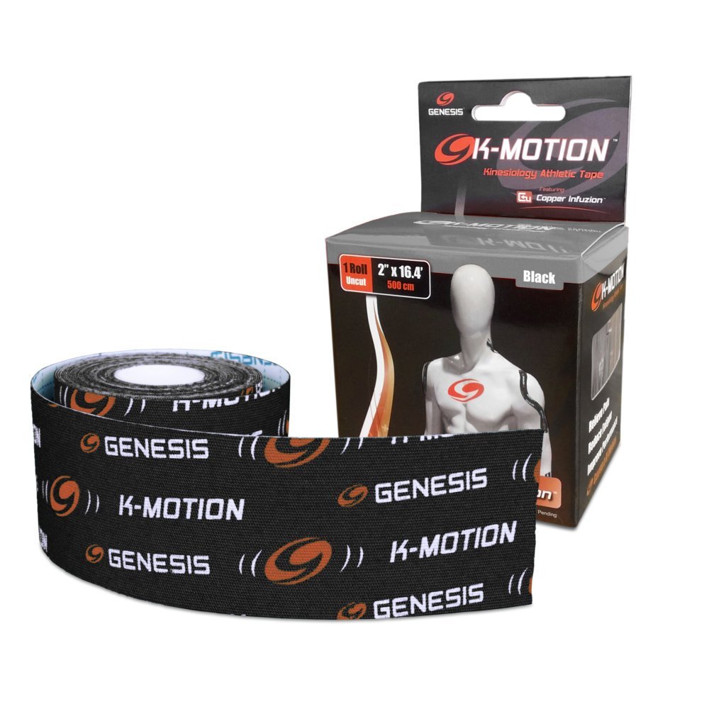 Genesis K-Motion Tape With Copper Infuzion- Uncut Roll 2" x 16.4' (10cm x 5m) Black