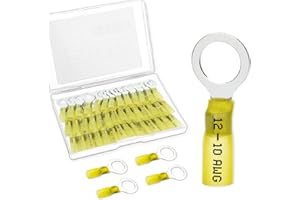 60 PCS Heat Shrink Wire Connectors, 12-10 AWG Ring Terminals, 12-10 Gauge 3/8" Stud(M10) Automotive Marine Ring Connectors by Housun