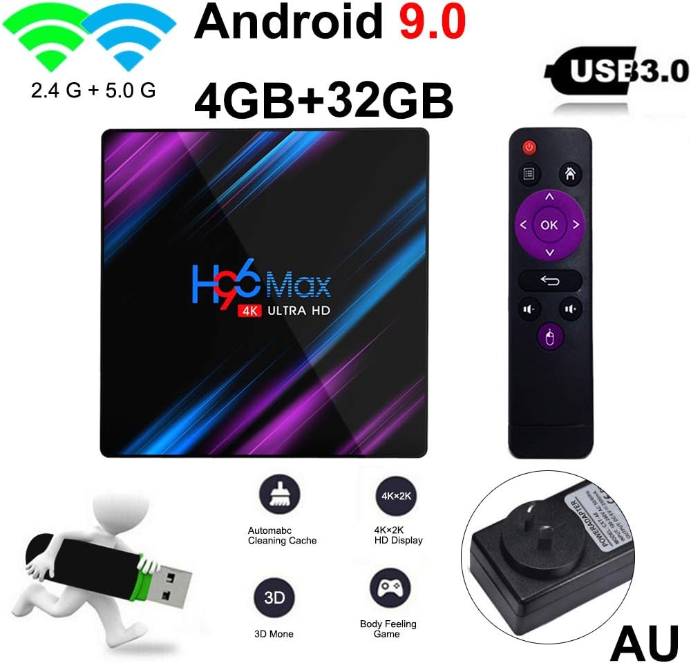 WenYOUNG Powerful H96 MAX 4GB 64GB Android 9.0 TV Box 4K HD Smart Network Media Player-Easy to use