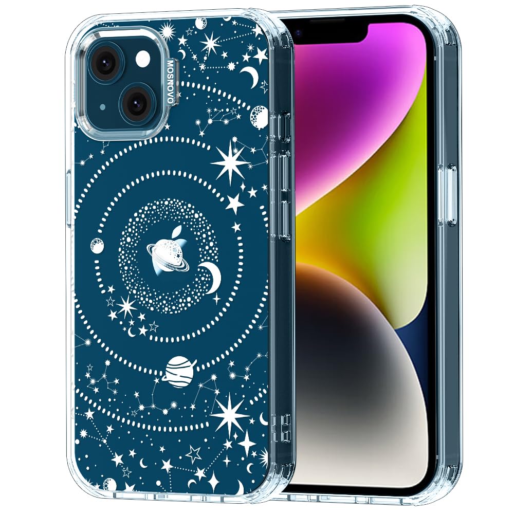 MOSNOVO Case for iPhone 13/14, [Buffertech 6.6ft Military-Grade Drop Protection] [Anti Peel Off Tech] Clear TPU Bumper Phone Case Cover Design - Galaxy — image 1