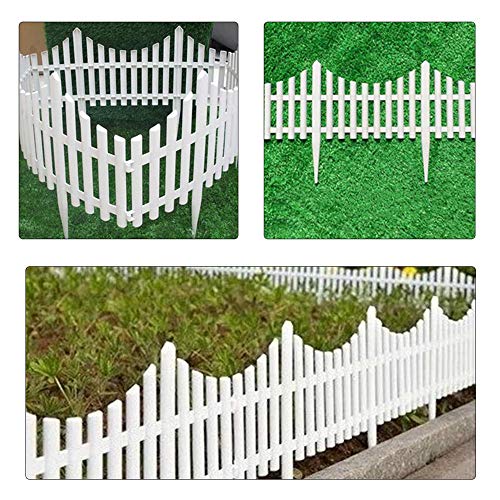 Jroyseter 12Pcs White Plastic Garden Fencing Set with Splicable