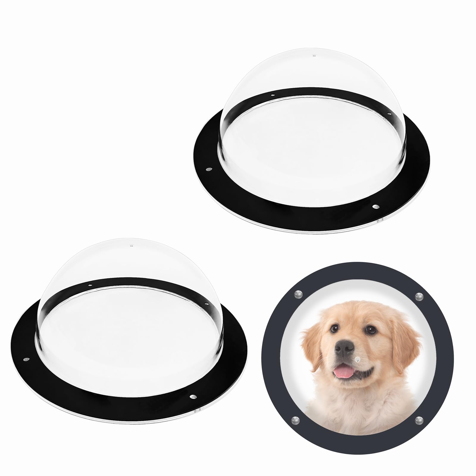 Photo 1 of FMOACEN 2PCS Dog Fence Window Clear View Dome Pet Peek Window 12.4" Clear Pet Dome Playground Doggie Fence Window