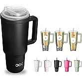OOD OniVerso 40 oz Stainless Steel Insulated Tumbler with Handle and Straw, Iced Coffee Cup Holder for Disposable Cups, Leak Proof Tumbler, City Night (Black)