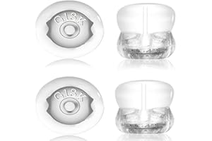 DSOMHZ Earring Backs,18K Gold Silicone Earring Backs for Studs/Droopy Ears,Locking Secure Earring Backs for Heavy Earring,No-Irritate Hypoallergenice Soft Clear Earring Backs for Adults&Kids
