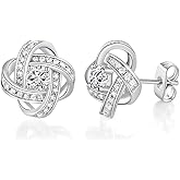 MDFUN Love Knot Butterfly Teardrop Earrings 18K White Gold/Yellow Gold Plated Stud Earrings for Women Cubic Zirconia Stud Earrings