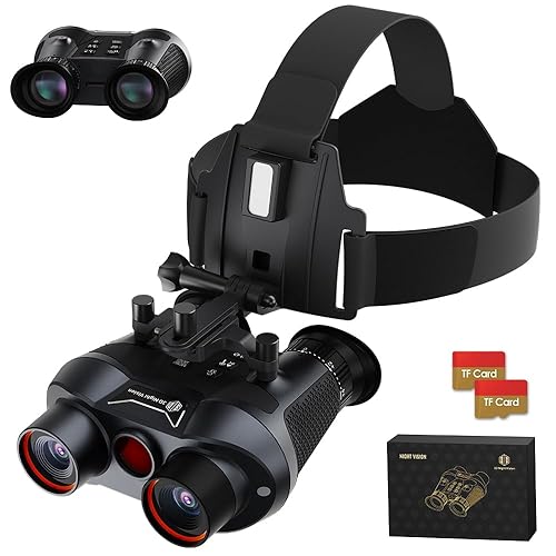 3D VR Night Vision Goggles - Rechargeable Head Mounted Binoculars, Built-in Giant Screen, 4K Video, 24MP Photos, 6X Digital Zoom, Includes 32GB TF Cards