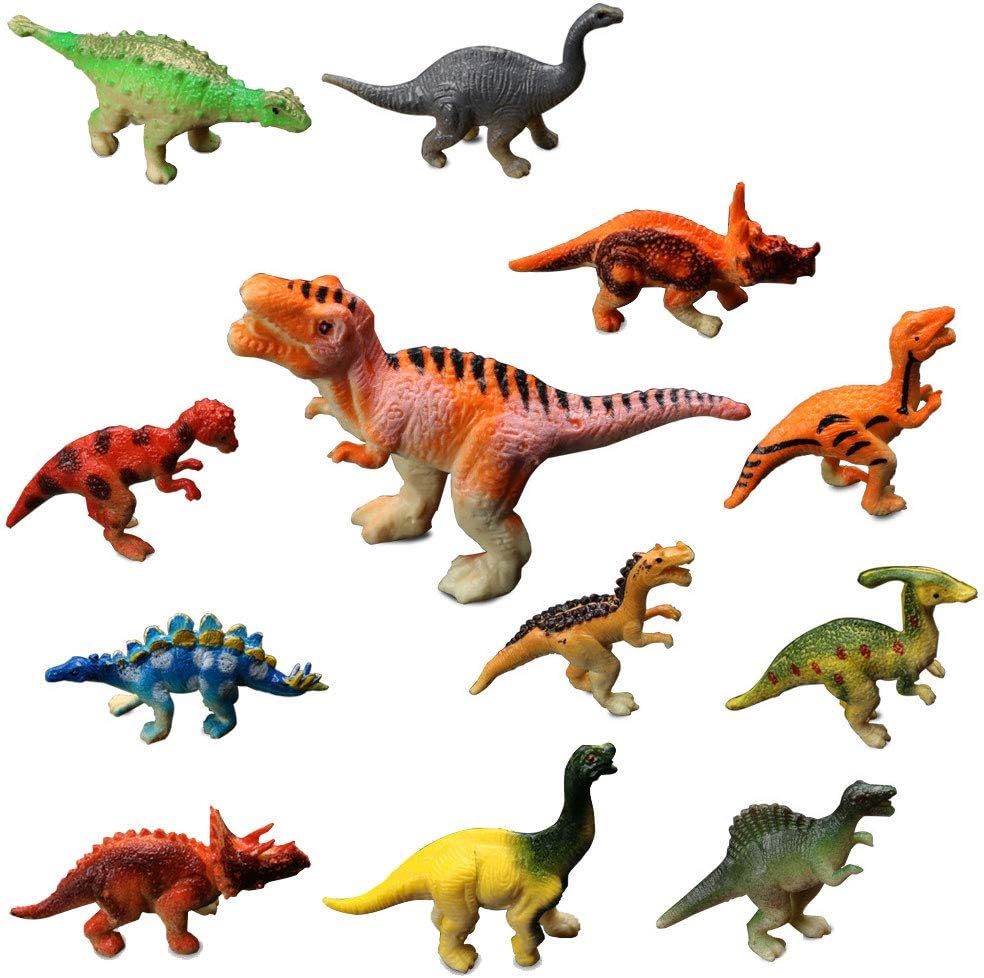 12 Pack Assorted Mini Dinosaur Play Set Realistic Looking Dinosaur Figures for Kids and Birthday Gifts,Cake Decoration,Party Supplies