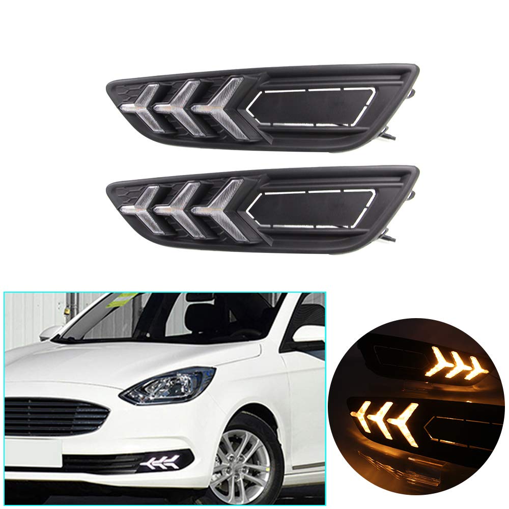 Replacement DayLight for Ford Focus 2015-2018 DRL Model B White Daytime running light and Flowing Ye