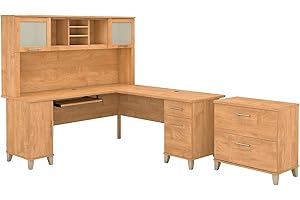 Bush Furniture Somerset L Shaped Desk with Hutch and Lateral File Cabinet