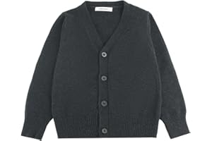 chickiddos Unisex Uniform Cardigan for Girls Boys, Button Down V-Neck Long Sleeve Cotton Sweaters for 5-14Y