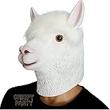 CreepyParty Animal Mask Costume Novelty Halloween Costume Party Latex Animal Head Mask Alpaca Mask White (llama)