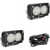 Baja Designs S2 Pro LED Auxiliary Light Pod Pair with Wiring Harness - Universal Off-Road Lights for Trucks, Wranglers, UTVs &amp; 4x4s - Work/Scene Beam, Clear Lens