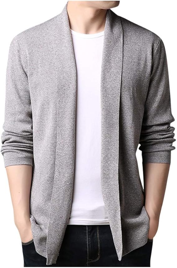 Amazon カーディガン メンズ ジャケット 風 ニット カーデ 長袖 黒 グレー カーディガン メンズ ノーボタン ニット ミドル ジャケットカジュアル コーディガン 無地 長袖 秋冬 大人 シンプル メンズ Xxxl グレー カーディガン 通販