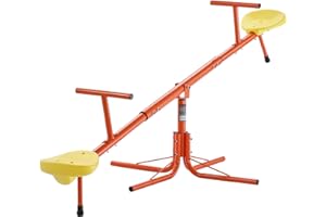 VEVOR Seesaw Teeter Totter for Kids Outdoor, 100 lbs Load Capacity per Seat, Sit and Spin Teeter Totter with 4-Prong Support Legs, Playground Equipment with Swiveling 360 Degrees Rotating for Aged 3+