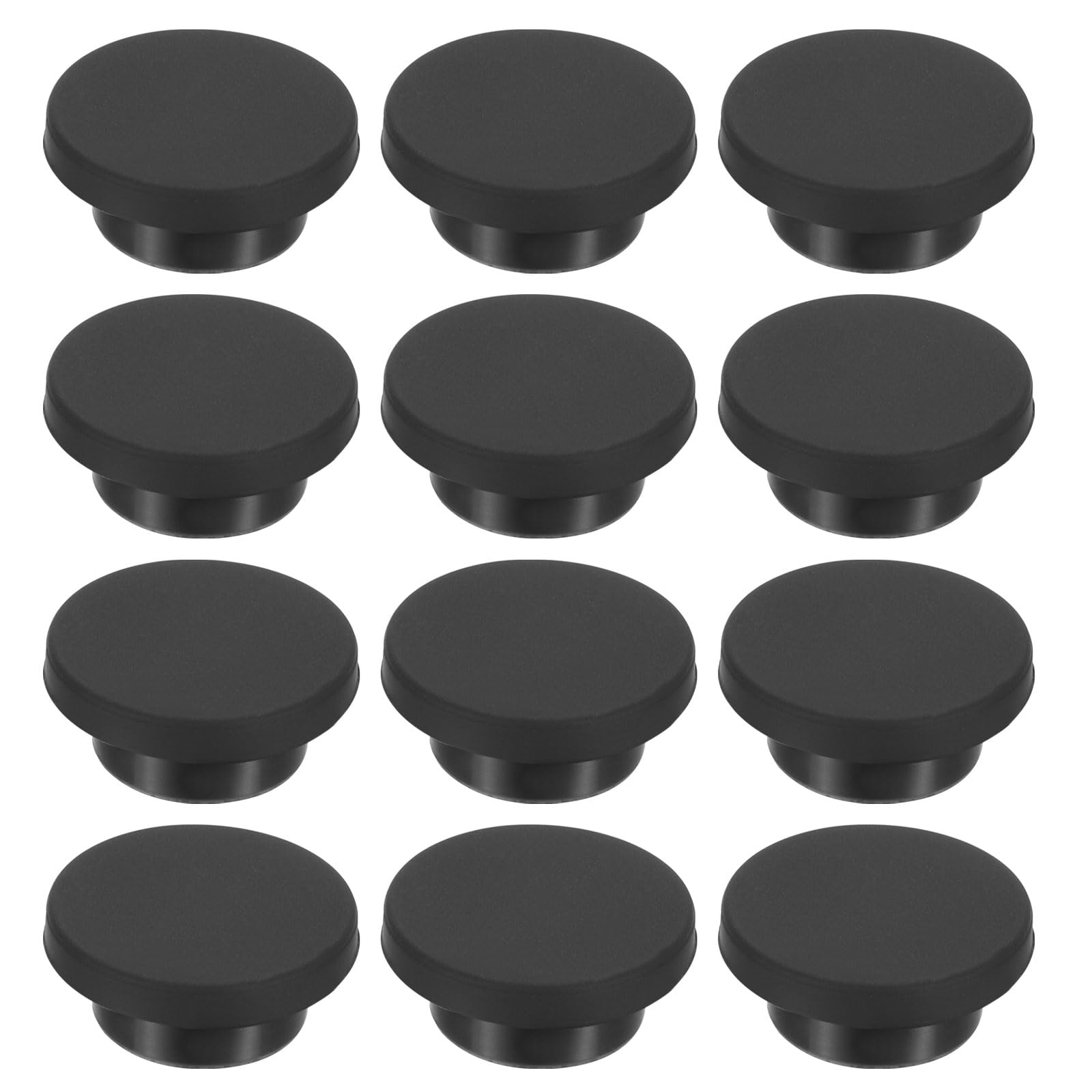 PATIKIL 25mm Diameter Rubber Hole Plugs, 12 Pcs Silicone Rubber Round Hole Stoppers for 24mm Hole, Black