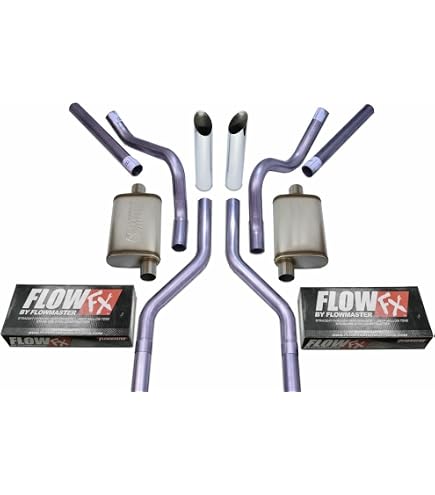 2.5" Dual Exhaust Kit For Chevy GMC 1500 2007-2014 - Flowmaster Super 10 & Slash Tips