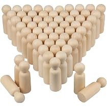 SINJEUN 40 PCS 3-1/2 Inch Wood Peg Dolls, Unfinished Large Wood Peg Woman Angel Shape Wooden People Decorative Jumbo Peg Dolls Unpainted Wood Figures For Art Crafts Painting