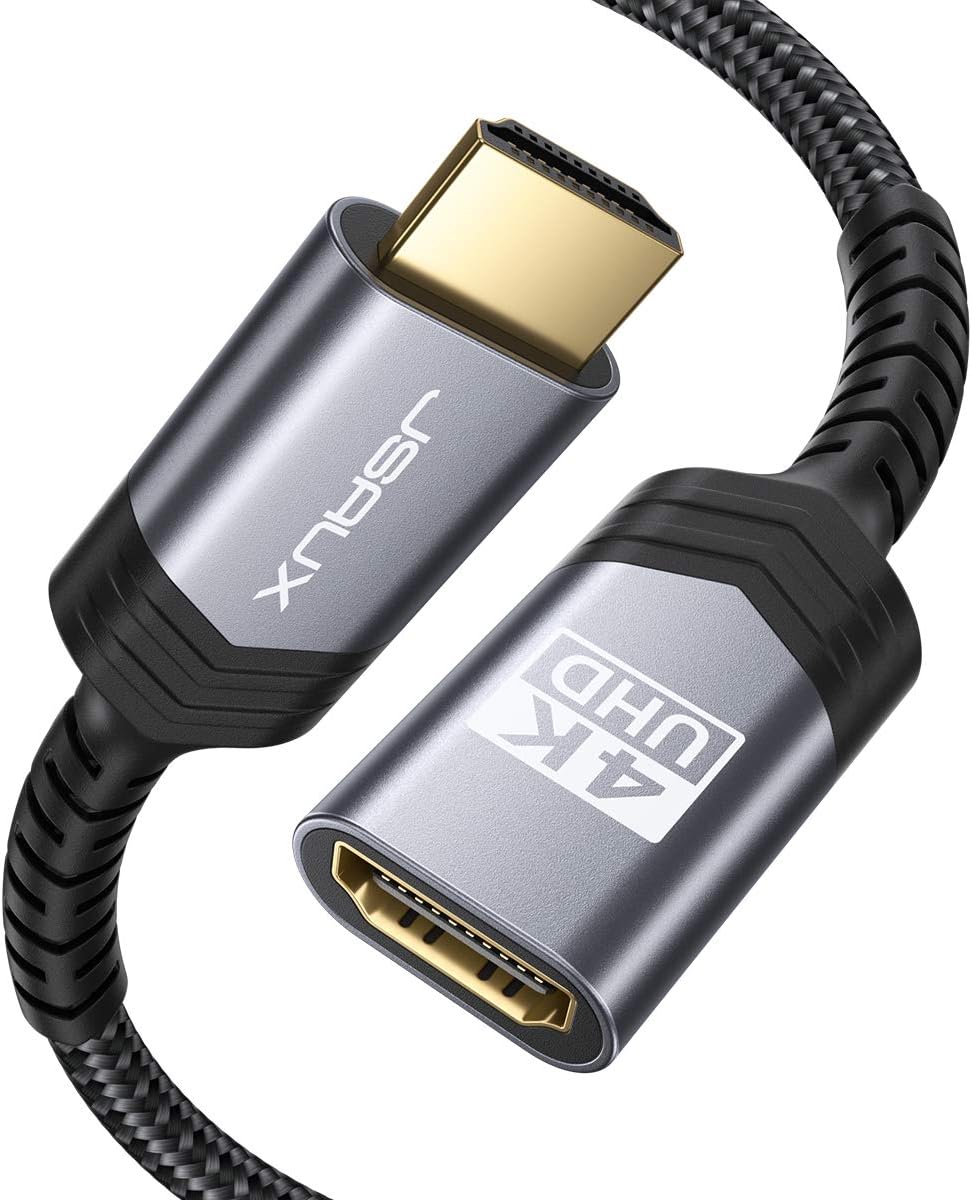 JSAUX HDMI Extension Cable 1M, High Speed 2.0 Male to Female Extender With 4K@60Hz HDR, 3D, 18Gbps, ARC
