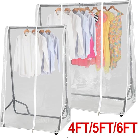 chinkyboo CLEAR TRANSPARENT CLOTHES RAIL COVER FOR HANGING GARMENT RAIL