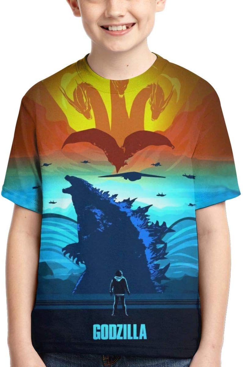 Godzilla 2 King of Monsters 3D Printed Short Sleeves T-Shirts Fashion Youth T-Shirt for Youth Boys Girls