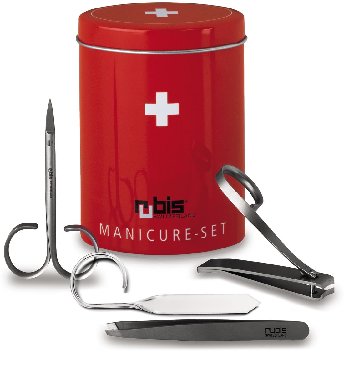 Rubis Swiss Box - Nail Care Set in Gift Box - Manicure Set with Tweezers, Nail Clippers, Nail Scissors, Nail Arrows - Nail Set