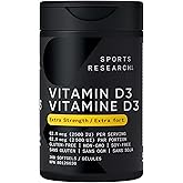 Sports Research® Vitamin D3 2500 IU with Coconut MCT Oil - High Potency Vitamin D Supplement for Immune & Bone Support - Non-