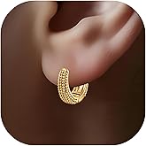 Women's Huggie Earrings-14k Gold Plated Hoop Earrings for Women-Chunky Simple Huggie Hoop Jewelry Gifts