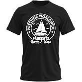 Prestige Worldwide Shirt – Funny Graphic T Shirt for Men | Vintage Mens Tee | Boats and Hoes Adult Humor Shirt