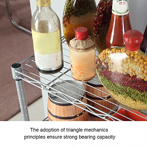 JS HOME 3-Tier Wire Shelving Rack with S Hooks and Extra Shelf Liner, Chrome