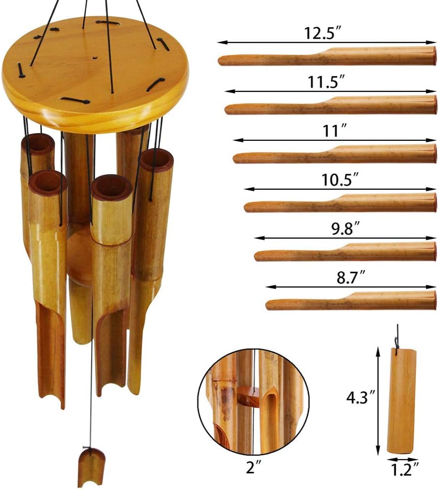 Afirst Wooden Wind Chimes Outdoor, Bamboo Wind Chimes with Amazing Deep Tone for Patio Garden Home Décor, Natural Beautiful Sound : Garden & Outdoor