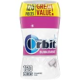 ORBIT Gum Bubblemint Sugar Free Gum Fresh Breath 120pc Bulk Bottle | Fresh breath on the go: sugar free mint gum, sugarless chewing gum, 120 piece resealable bulk bottle