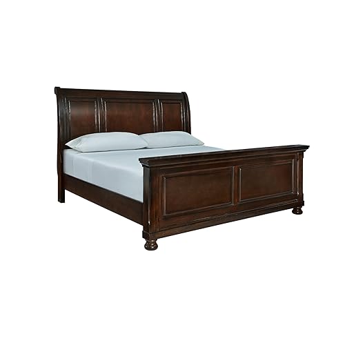 Signature Design by Ashley Porter Traditional California King Sleigh Bed with Bun Feet, Foundation or Box Spring Needed, Dark Brown - Amazon deal for $1,001.99