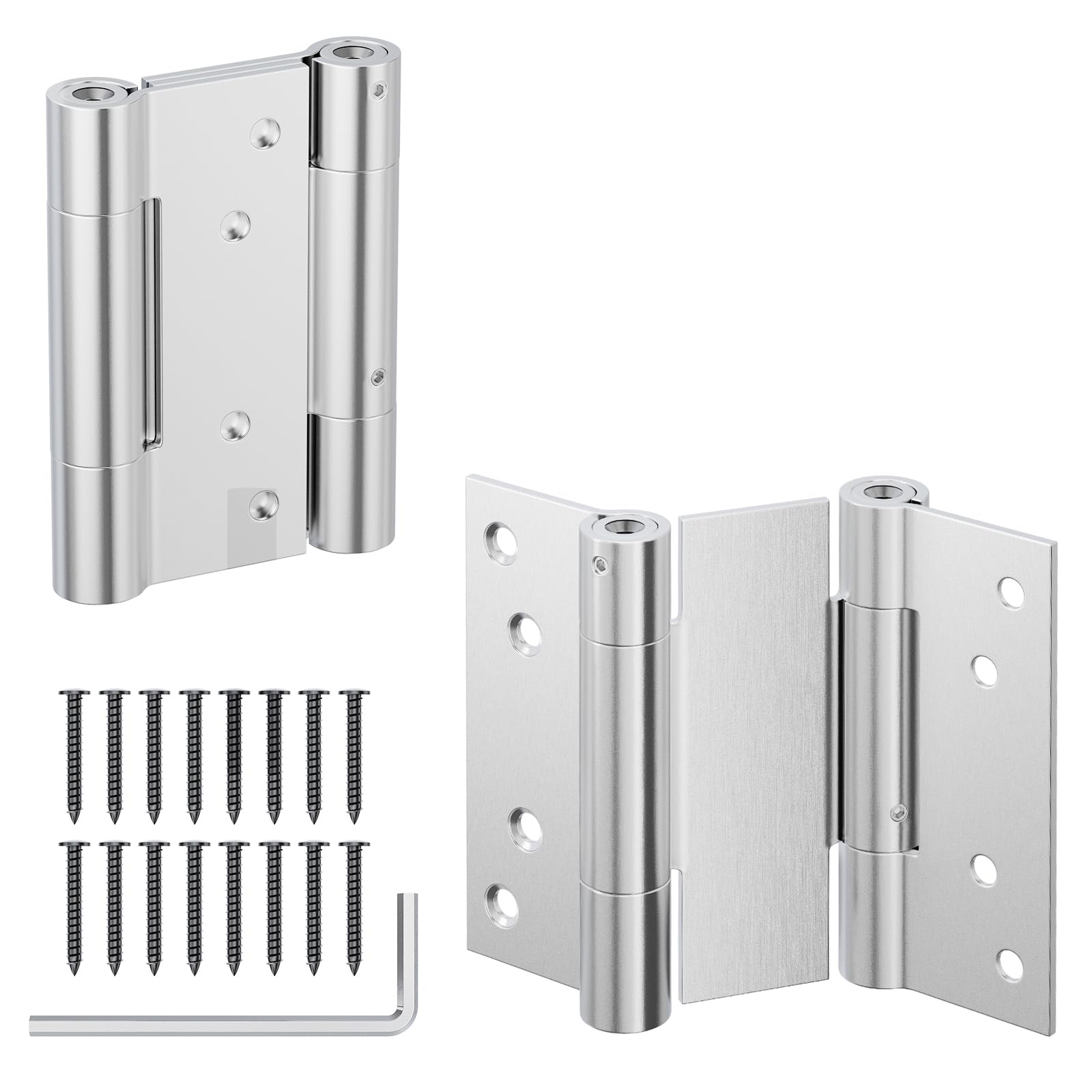 Ranbo 72 mm Heavy-Duty 304 Stainless Steel Double Spring Hinge, Integrated Spring Tension Adjustment, No Fixing Pin Required. 3 mm Thickened Steel Plate, Maximum Load Capacity of 30 kg for 2 Hinges.