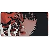 Aesthetic Japanese Anime Girl Samurai Woman Large Mouse Pad Gaming Desk Mat Keyboard Computer Pad Non-Slip Rubber Mouse Mat for Home Office 30x60cm