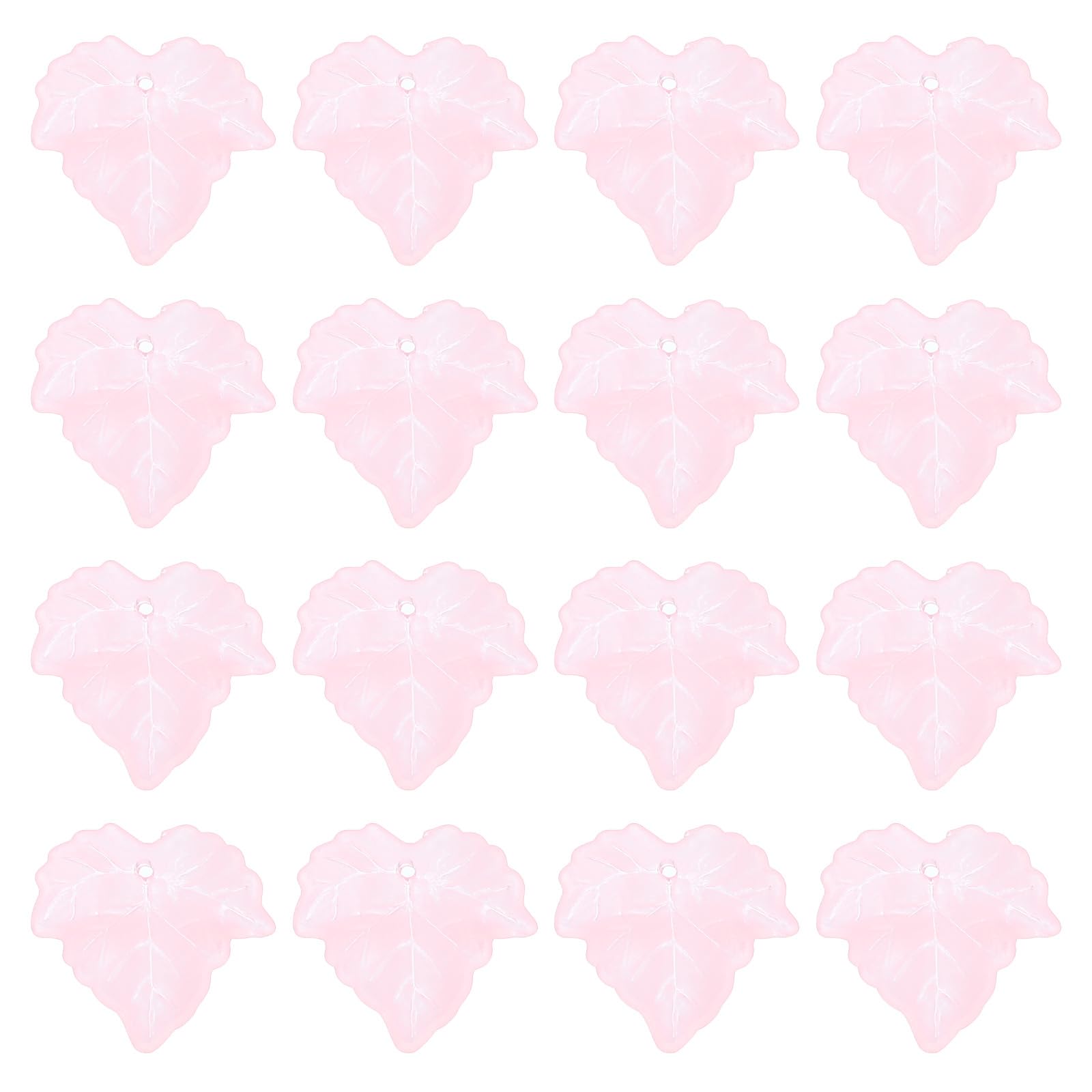 PATIKIL 0.9"/23mm Leaf Pendants, 100 Pack Resin Tree Leaf Beads Bulk Leaves Charm for Jewelry Making Bracelet Necklace Earring Keychain Style 1, Pink