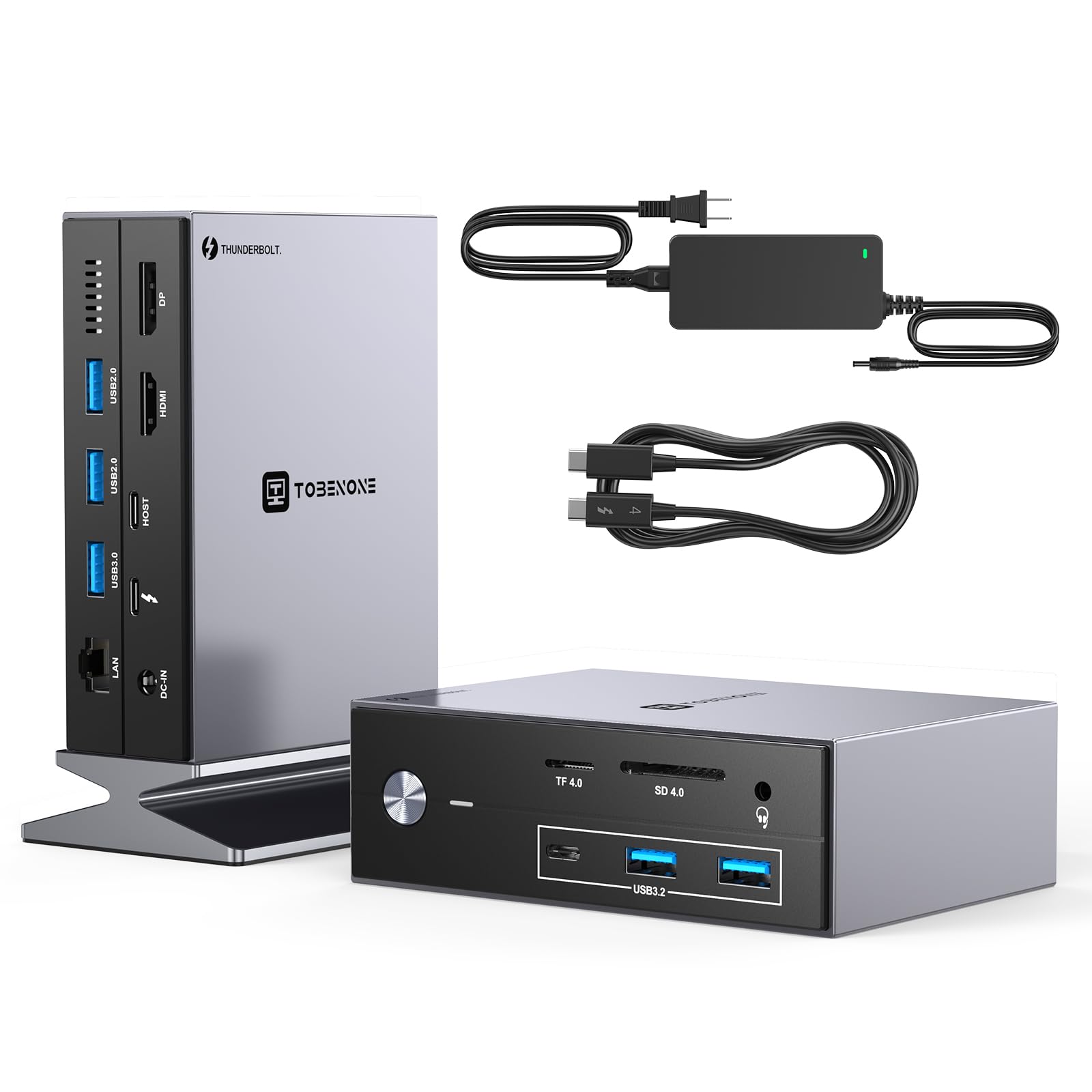 Photo 1 of TobenONE Thunderbolt 4 Dock with Power Adapter, Thunderbolt Certified, Dual/Triple 4K@60Hz Monitor Docking Station for Windows, Mac, and Chrome (40Gbps, HDMI, DP, 6xUSB Ports, SD/TF4.0)