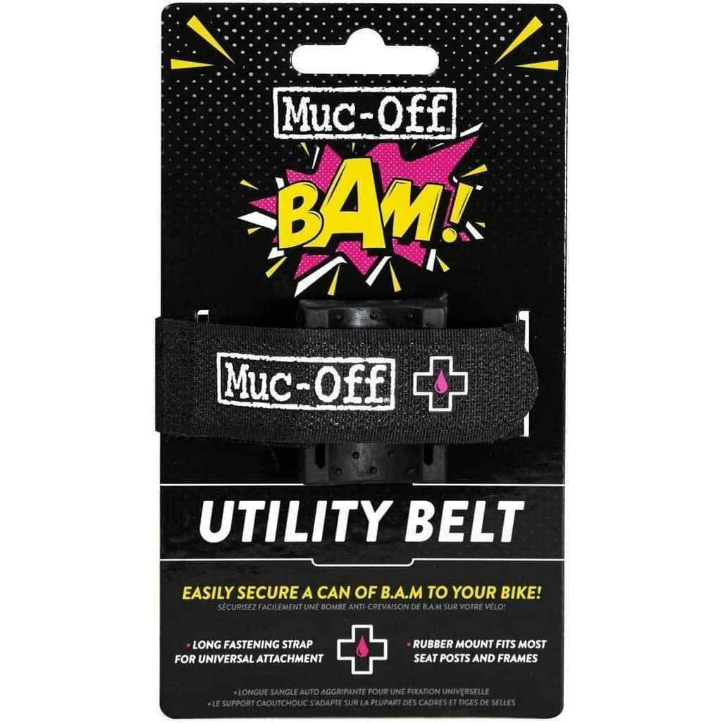 Muc-Off B.A.M! Utility Belt - Black Rubber Mount And Fastening Strap To Easily Secure A Can Of Muc-Off B.A.M! Inflate & Repair To Your Bike